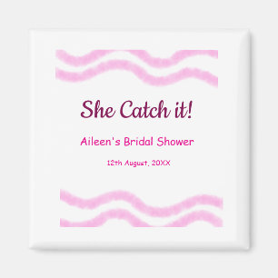 She Catch it pink spiral watercolor lines bridal  Magnet