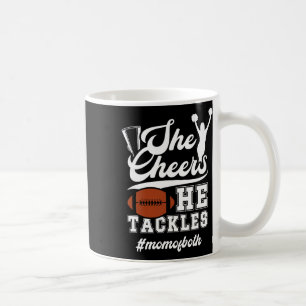 She Cheers He Tackles Mum Of Both Footll And Cheer Coffee Mug