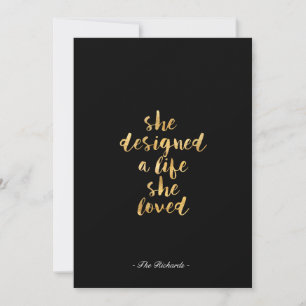 She Designed a Life She Loved with faux gold foil Card