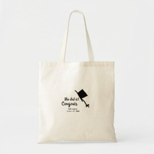 She did it congrats graduation add student name ye tote bag