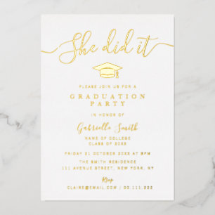 SHE DID IT! Gold Script Graduation Party