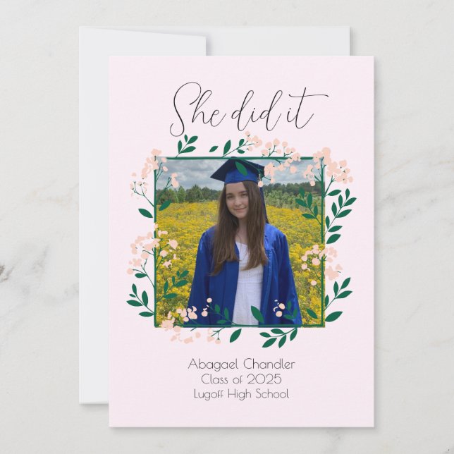 She did it Graduation Announcement! Customisable Invitation (Front)