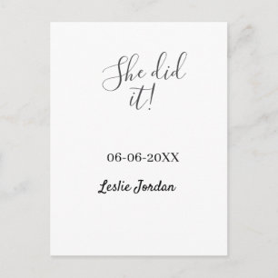 She did it graduation class of 20XX name simple Postcard