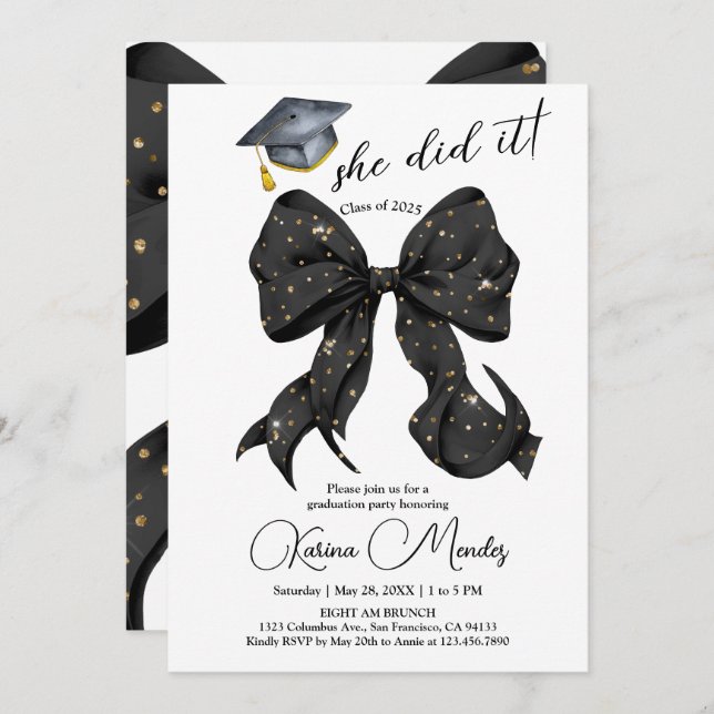 She Did it Graduation Invitation (Front/Back)