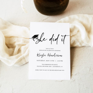 She Did It Graduation Invitation