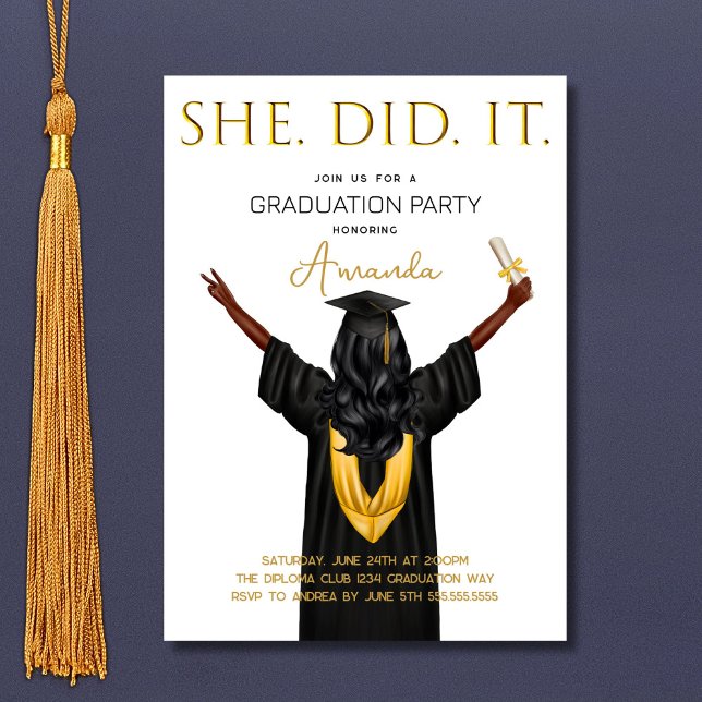 She Did It Graduation Invitation (Creator Uploaded)