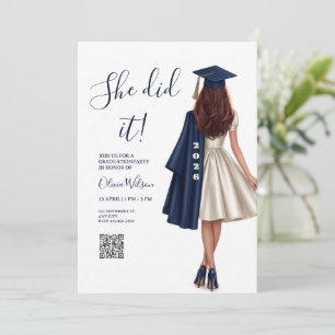 she did it graduation invitations,Girl graduation Invitation