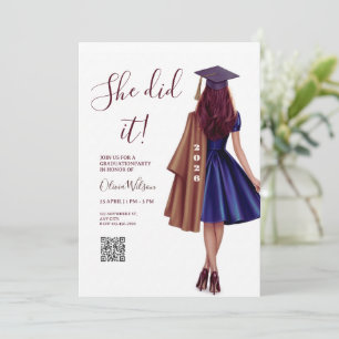 she did it graduation invitations,graduation party invitation