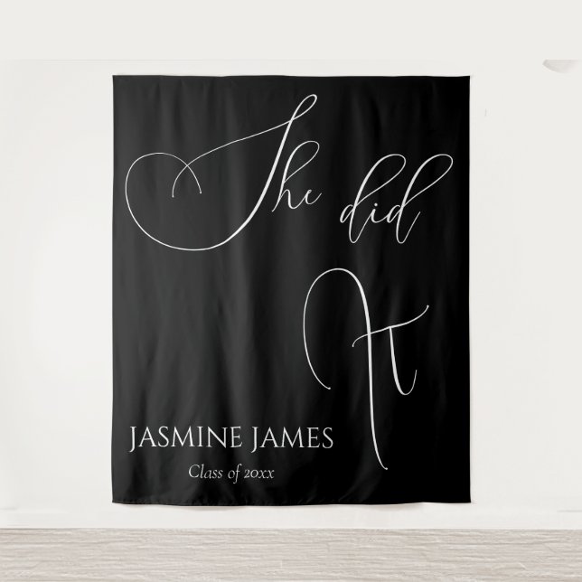 She did it graduation party backdrop tapestry (Front)