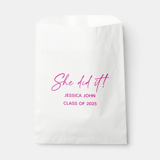 She did it Graduation party candy favours  Favour Bag (Front)