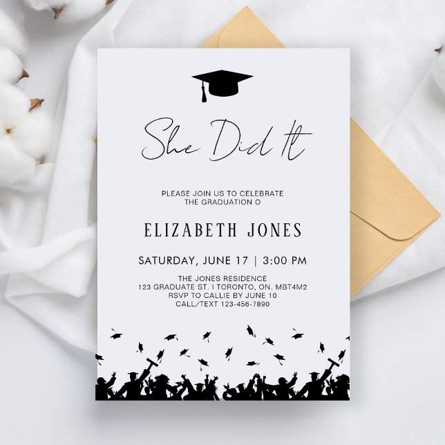 She Did It Graduation Party Class Of 2025 Grad Invitation (Creator Uploaded)