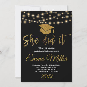 She Did It Graduation Party Invitation