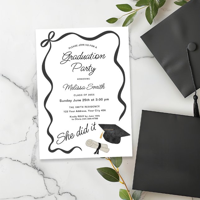 She Did It Graduation Party Invitation (Creator Uploaded)