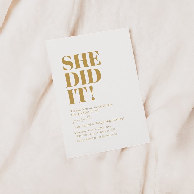She Did It! Graduation Party Invitation Template (Creator Uploaded)