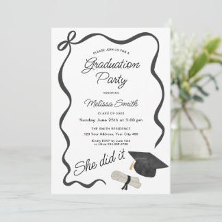 She Did It Graduation Party Photo Invitation