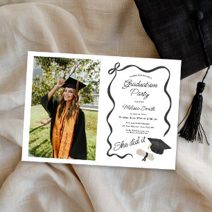 She Did It Graduation Party Photo Invitation