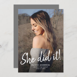 She Did It! Graduation Photo Invitation