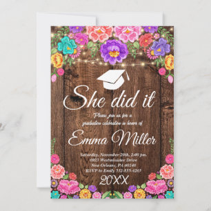 She Did It, Mexican Graduation Party Invitation