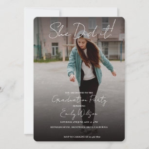 She Did It Modern Photo Graduation Party Invite