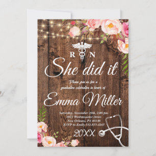 She Did It - Nursing School Graduation Party Invitation