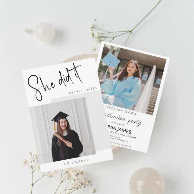 She did it photo graduation  invitation (Creator Uploaded)