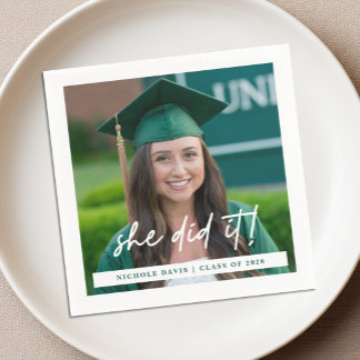 She Did It Photo Graduation Napkin
