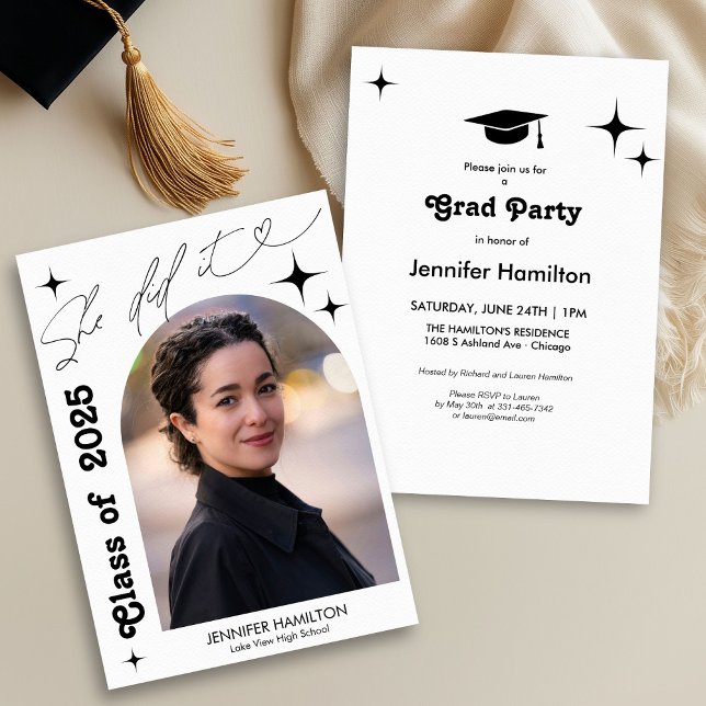 She Did It Photo Graduation Party Invite  (Creator Uploaded)