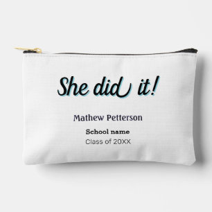 She did it simple black classy modern graduation accessory pouch