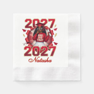 She Did That Black Girl Class of 2027 Graduation Napkin