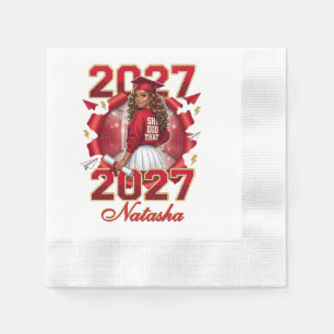 She Did That Class of 2027 Black Girl Graduation Napkin