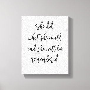 "She Did What She Could" Inspirational Canvas Art