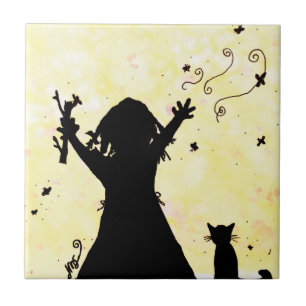 She Dreams of Magic in the Moon Ceramic Tile