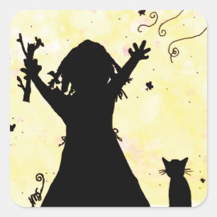 She Dreams of Magic in the Moon Square Sticker
