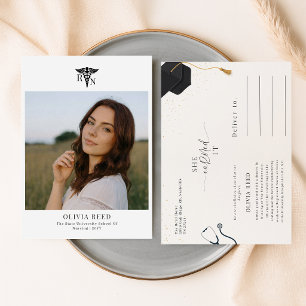 She Earned it Grad Photo Graduation Announcement Postcard