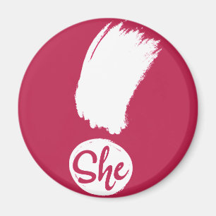 She Exclamation White Design Magnet