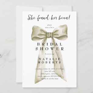 She Found Her Beau Beige Bow Bridal Shower Invitation