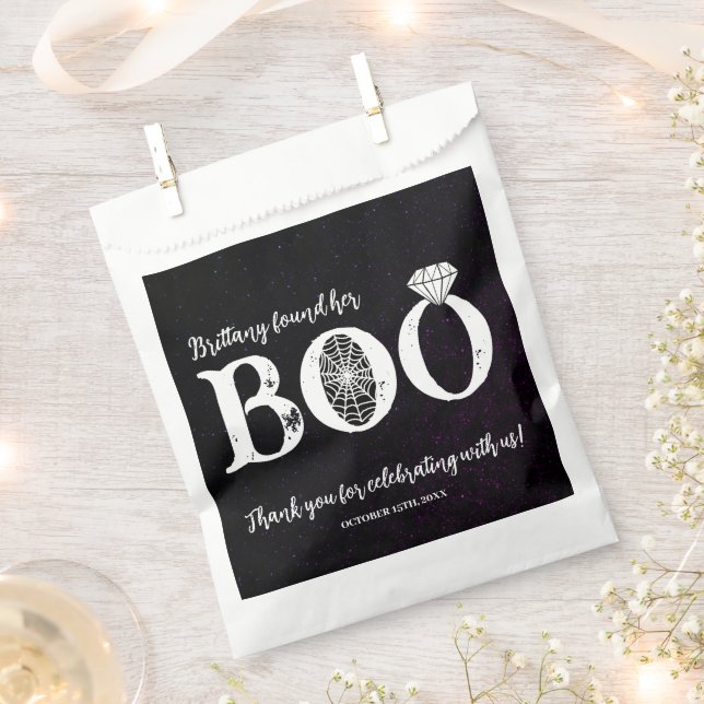She Found Her Boo Black Halloween Bridal Shower Favour Bag (Clipped)