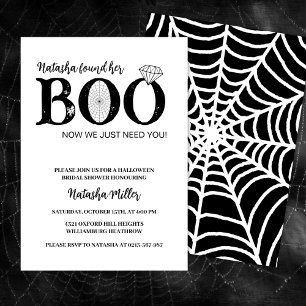She Found Her Boo Black Halloween Bridal Shower Invitation