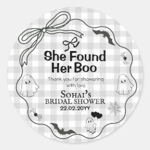 She Found Her Boo Bridal Shower  Classic Round Sticker