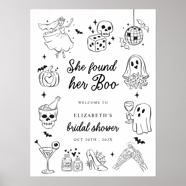 She Found Her Boo Bridal Shower Welcome Sign (Front)