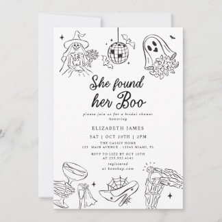 She Found Her Boo Ghost Floral  Bridal Shower  Invitation