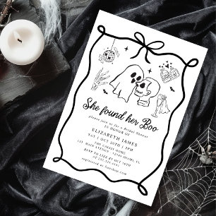 She Found Her Boo Ghost Floral  Bridal Shower  Invitation