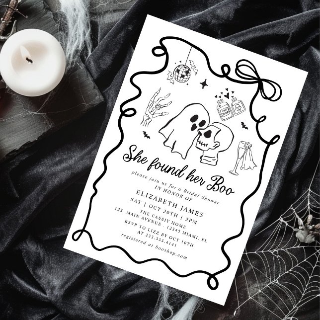 She Found Her Boo Ghost Floral  Bridal Shower  Invitation (Creator Uploaded)