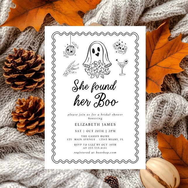 She Found Her Boo Ghost Floral  Bridal Shower  Invitation (Creator Uploaded)