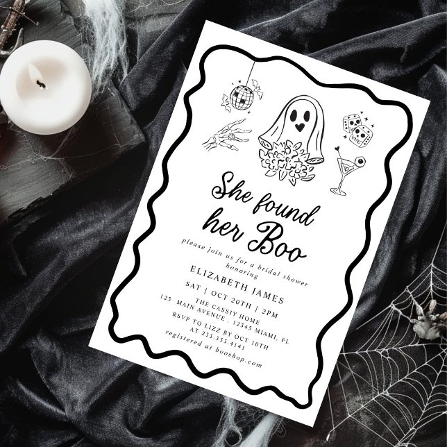She Found Her Boo Ghost Floral  Bridal Shower  Invitation (Creator Uploaded)