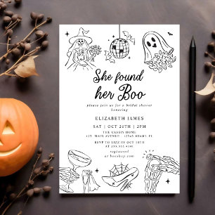 She Found Her Boo Ghost Floral  Bridal Shower  Invitation