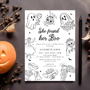 She Found Her Boo Ghost Floral  Bridal Shower  Invitation