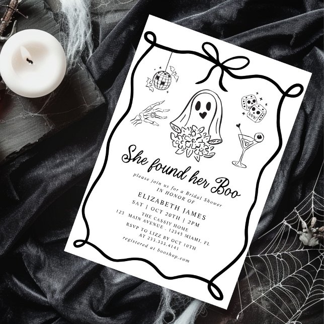 She Found Her Boo Ghost Floral  Bridal Shower  Invitation (Creator Uploaded)