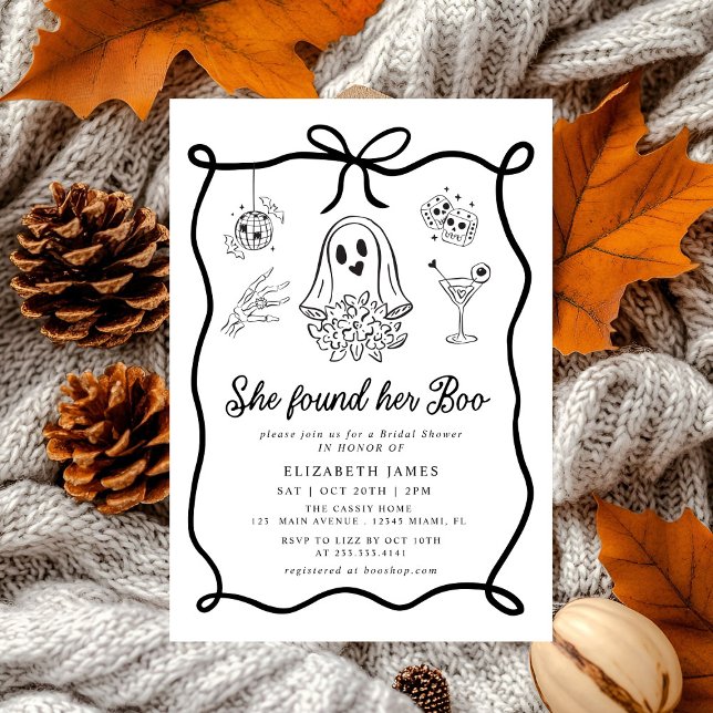 She Found Her Boo Ghost Floral  Bridal Shower  Invitation (Creator Uploaded)