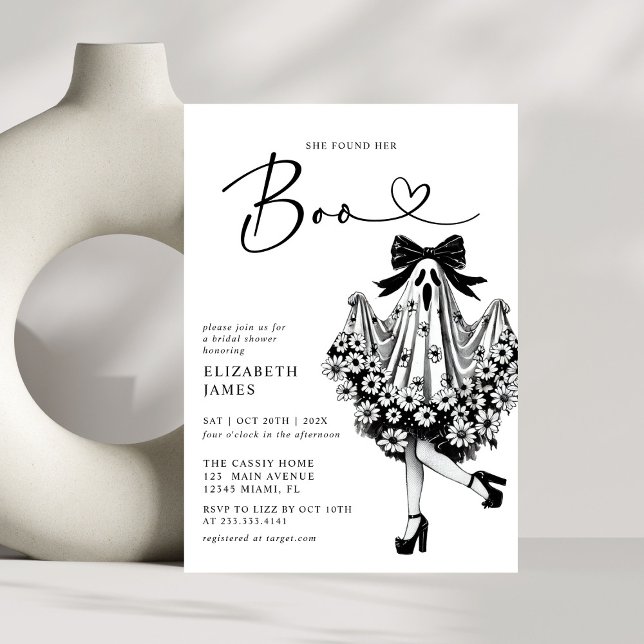 She Found Her Boo Ghost Floral  Bridal Shower Invitation (Creator Uploaded)